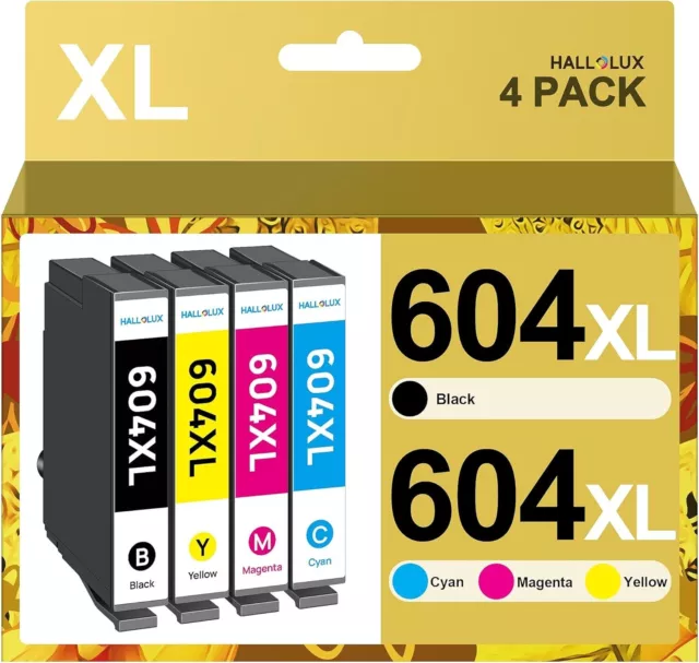 4 Compatibles Ink Cartridges, Epson T10H6 / 604 XL Black 8.9ml +
