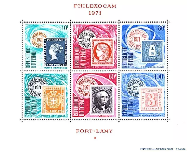 CHAD 1971 STAMP SHOW M/S MNH stamp on stamp