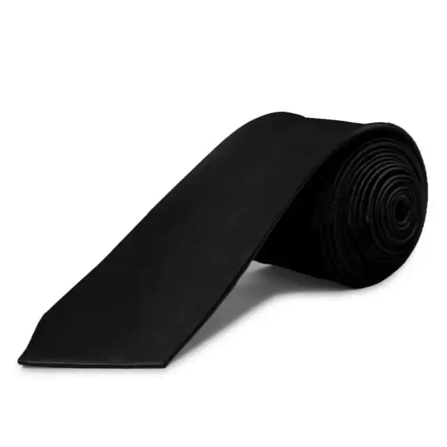 Schmale Krawatte Business Slim Tie Schlips schmal schwarzer Satin Unisex #3