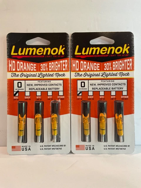 Lot of 2 Lumenock HD Orange ECC Lighted Nock ECC (.297”)