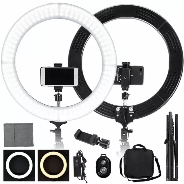 18" LED Ring Light Kit with Stand Dimmable 6000K For Makeup Phone Camera TikTok