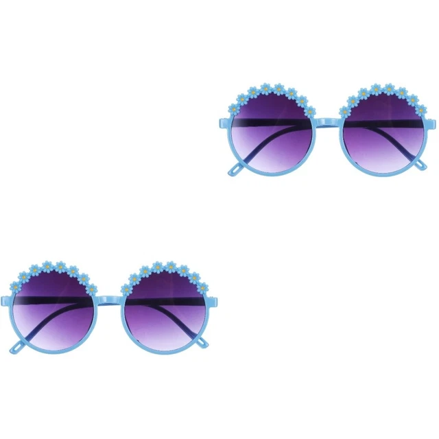 2 Pairs Cartoon Eyeglasses Little Daisy Sunglasses Trendy Decor Flower Girl