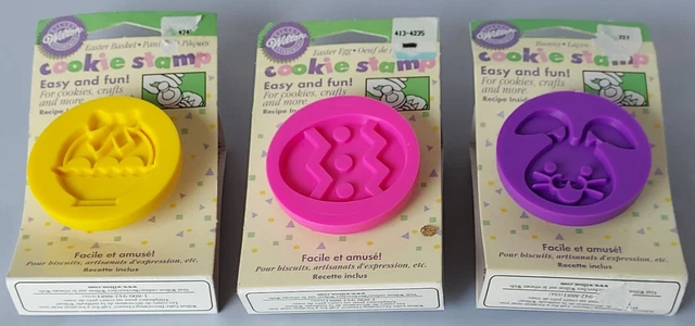 Wilton Easter Cookie Stamps~Vintage Lot of (3)~ Basket~Egg~Bunny~NOS