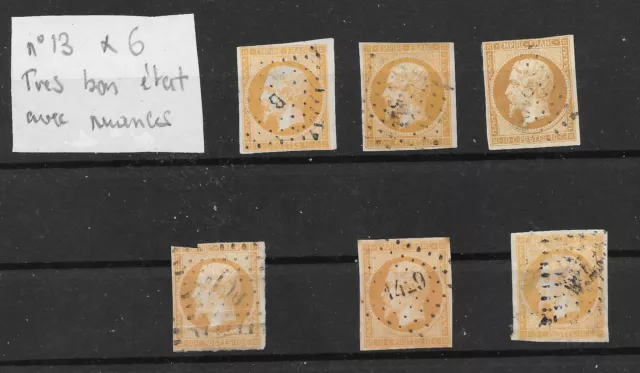 Lot de 6 Timbres france N13 Très bon Etat Avec nuances