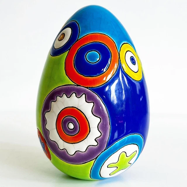 Oeuf signé Emaux de Longwy numéroté 27/250 artiste Nicolas de Waël "Mille Fiori"