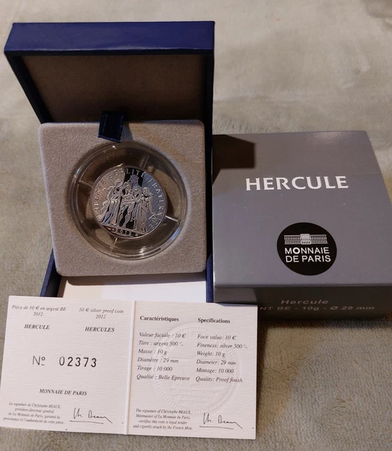 FRANCE 2012 - 10 Euro Argent qualité BE - HERCULE - 10000 Exemplaires seulement