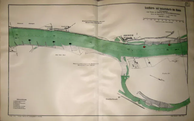 Rheinkarte 5 GRIETH, 1:10.000, gedruckt ca. 1912, größer als DIN A 3 !!