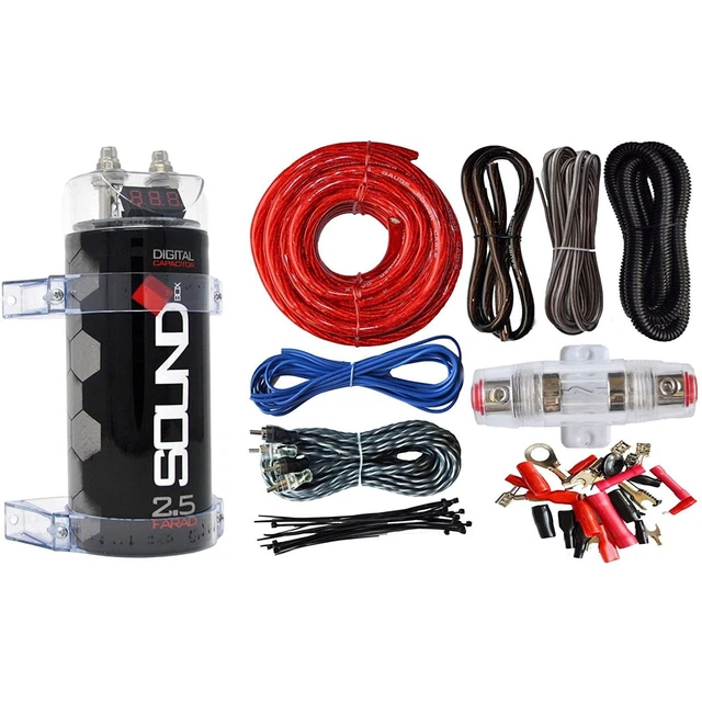 SOUNDBOX 4 GAUGE CCA Amplifier Install Wiring Amp Kit & 2.5 Farad