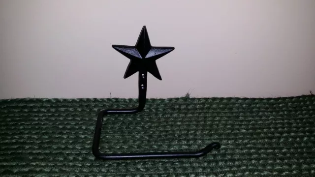 Forged Star Toilet Paper Holder, Black Wrought Iron, Wall Mounted, Hand Towel