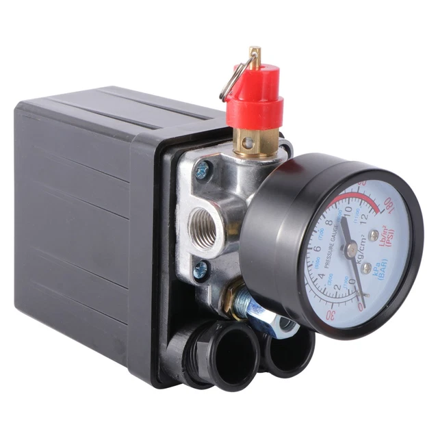 Compressor Barometer AIR COMPRESSOR PRESSURE Switch with Safety Valve and Barometer £26.38 ...