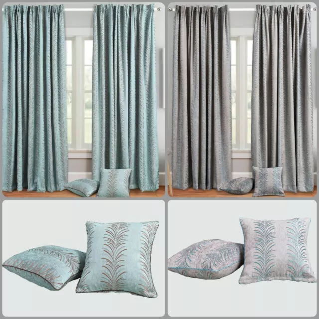 Pencil Pleat Jacquard Thick Curtains Tape Top Luxury Ready Made Curtain