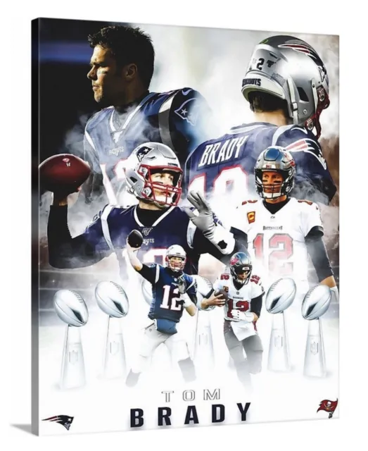Tom Brady Canvas 16x20 Tampa Bay Buccaneers New England Patriots Goat Legend