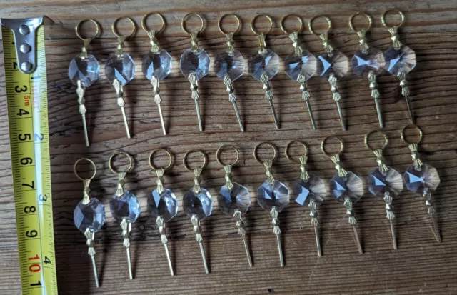 20 Chandelier Crystal Glass Hanging Connectors Drops Xmas Tree Sun Catcher Craft
