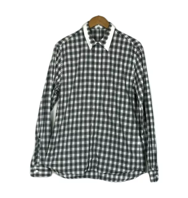 Givenchy Paris Shirt Size 41 Black White Plaid Long Sleeve Button Front Cotton