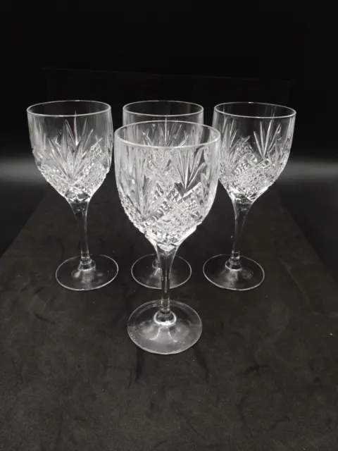 Lead Crystal Pressed Glass Wine Glasses Set of 4