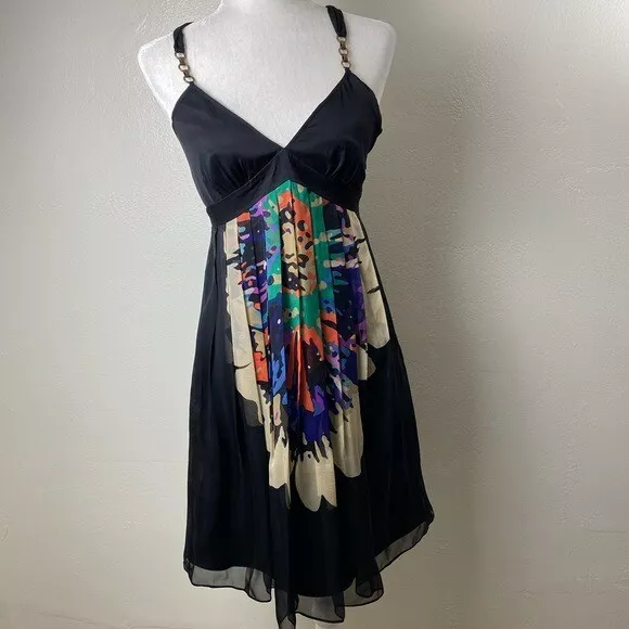 LAUNDRY BY SHELLI Segal Silk Dress Women size 2 Artsy Party Event ...