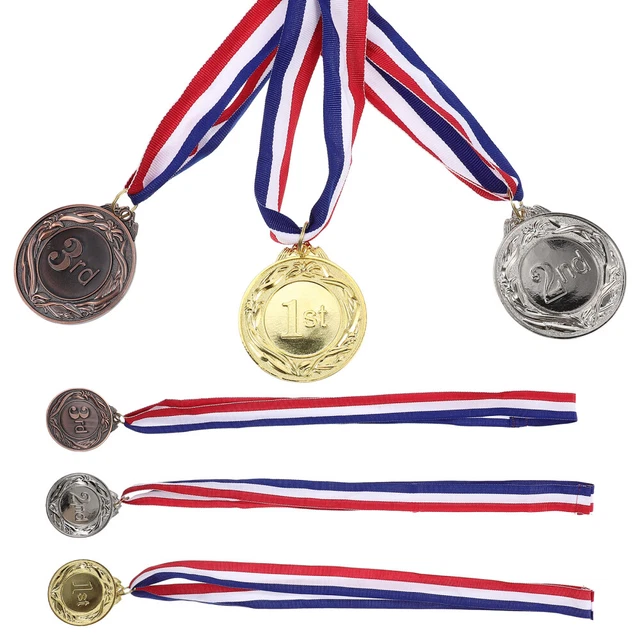 36 Médailles Enfant FEPITO – Or, Argent, Bronze, Plastique, Diamètre 3.7cm, Ruban 28cm, Pour Récompenses Sportives
