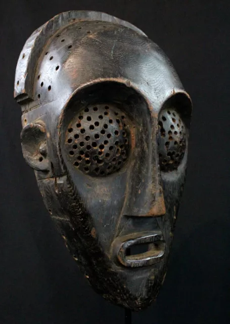 Arte Africano Arte - Antico Maschera Cuba Di Curativa Occhi IN Legno - 28,5 CMS