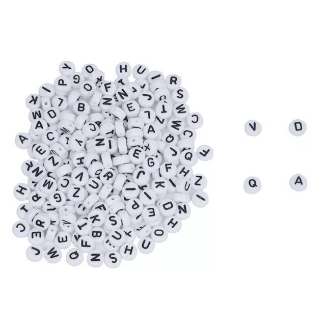 3X((R) 200X Perles de lettre 7mm Perles en plastique pour Bracelet Q2H7)6917