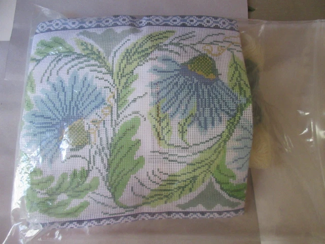 EHRMAN Needlepoint Pillow Kit PEACOCK TILE Deborah Kemball William De Morgan