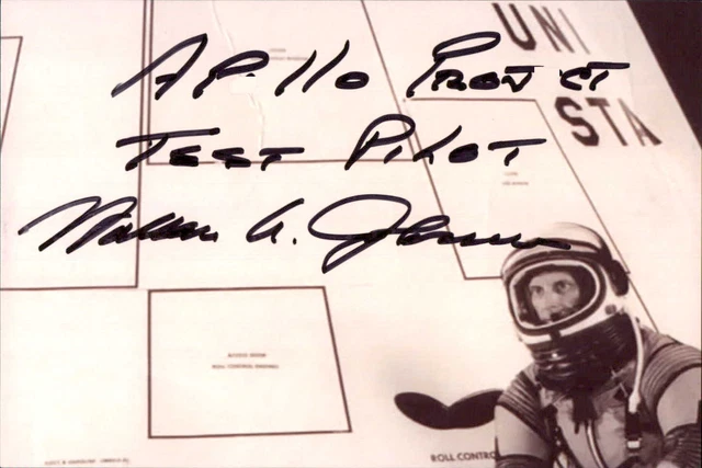 Wallace Johnson Signed 4x6 Photo NASA Apollo Test Pilot Space Navy Sailor Auto