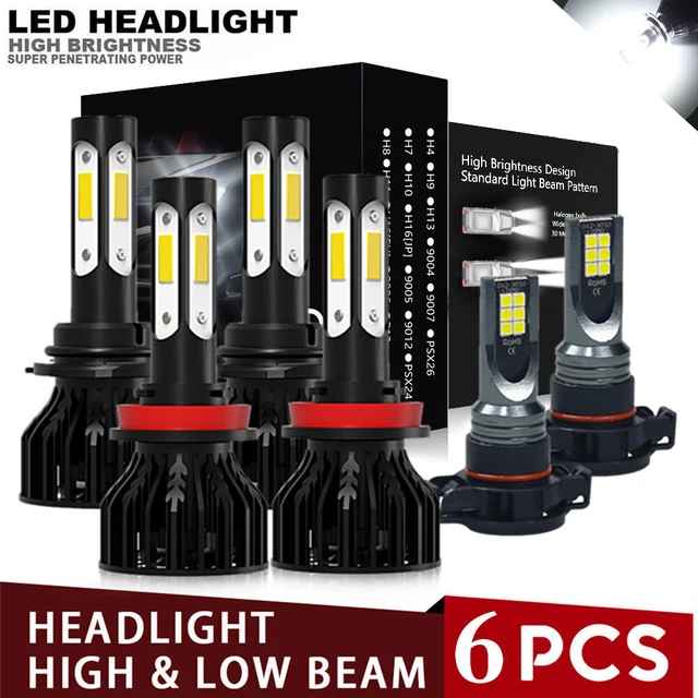 For Chevy Suburban 1500 2007-2014 6x 6000K LED Headlight Hi/Lo+Fog Bulbs Bright