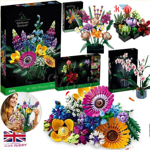 NEW Wildflower Bouquet Set, Artificial Flowers with Poppies 10313 Icons Gifts UK