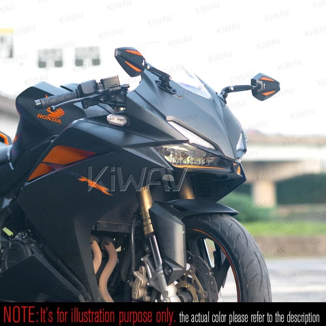 Rétroviseurs Achilles noir orange base chromé moto sportbike montage fairing ε 2