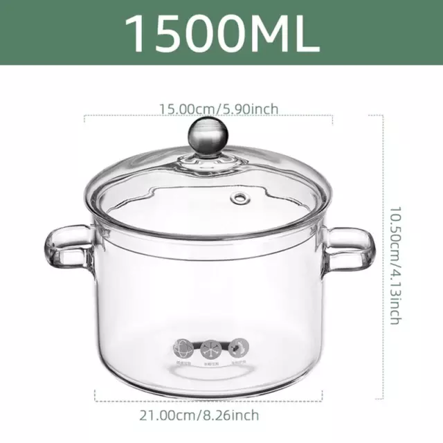 Transparent Glass Soup Pot with Lid Cooking Pot with Double Handle High Temperat