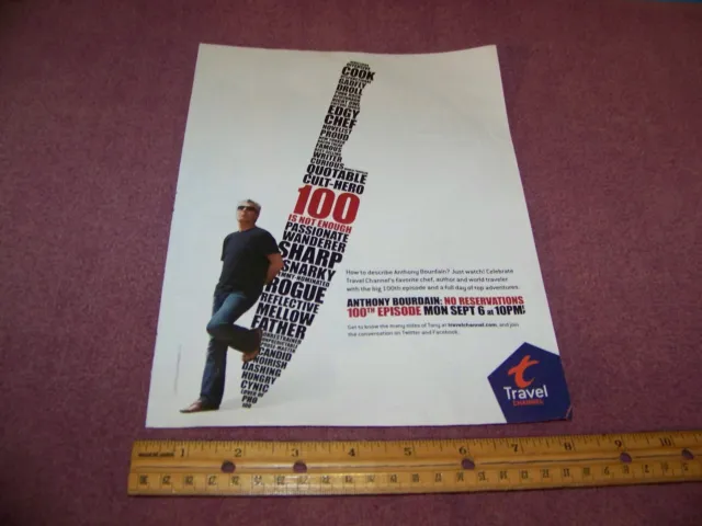 Anthony Bourdain No Reservations 100th Episode Original Print Ad From Magazine