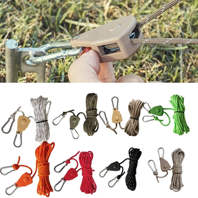 Système De Corde Réglable Avec Poulie - 4 M (vert Armée) - Pour Tentes, Auvents, Fixation Extérieure - 3