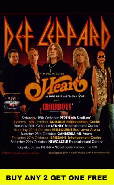 DEF LEPPARD - HEART 2011 Laminated Australian  Tour Poster