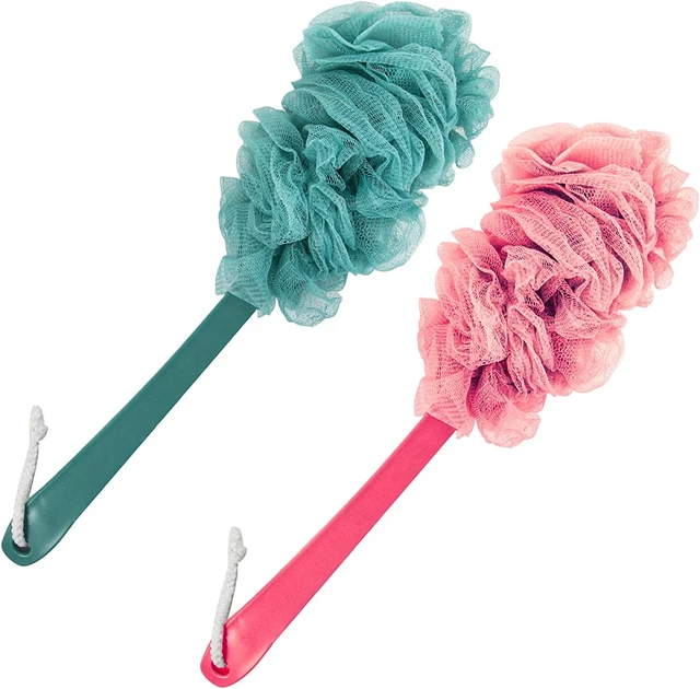 2Pack Back Scrubber for Shower, Loofah Sponge Brush Exfoliating Body, Long Handl