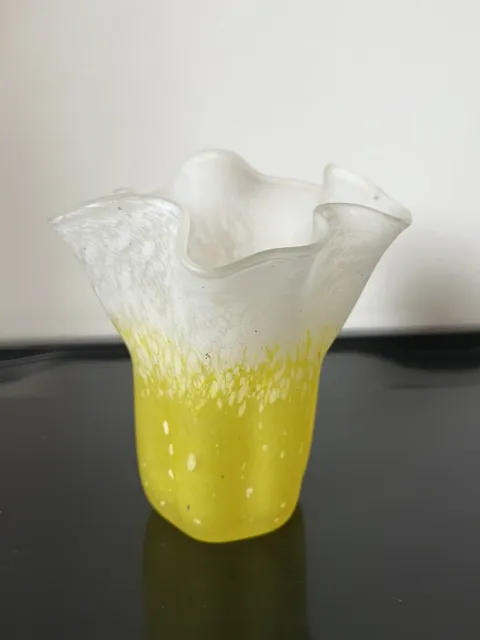 Mottled Art Glass Flared Handkerchief Vase