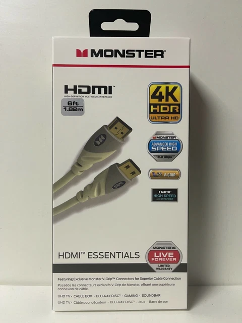 MONSTER HDMI ESSENTIALS 4K HDR ULTRAHD GOLD SERIES HIGH SPEED CABLE ...