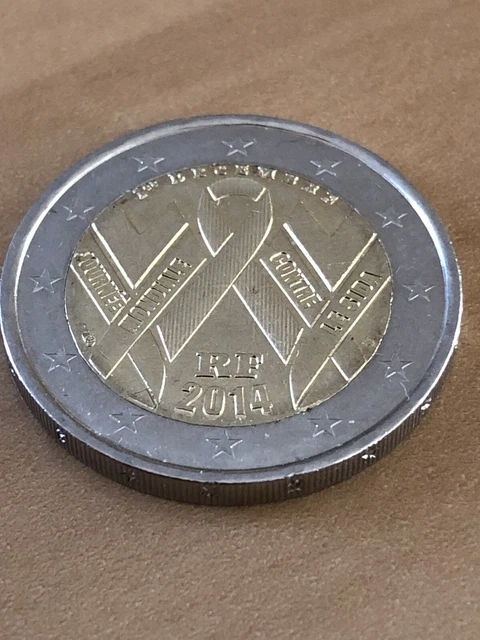 Pièce de 2 Euros Commémorative  RF 2014 SIDA - Très Rare