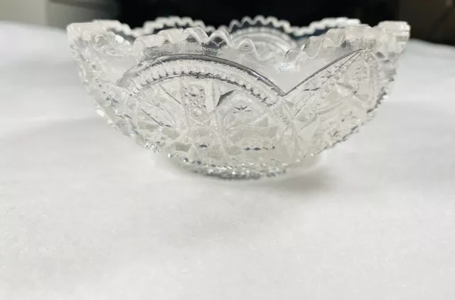 Vintage Imperial Glass Pressed Sawtooth Bowl, 5”