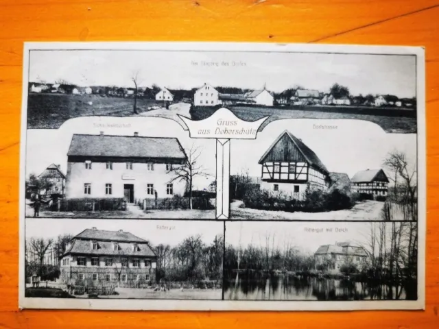 AK PK Gruß aus Doberschütz Gasthof Rittergut Deich Dorfstraße gel.1913 Postkarte