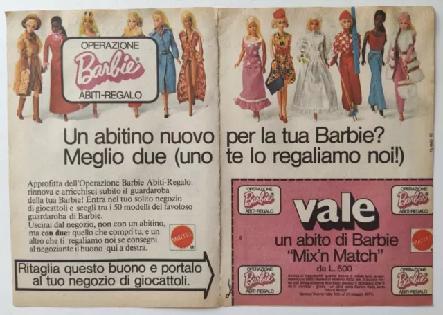 Pubblicita' Advertising Werbung Originale Vintage Barbie Abito Regalo 1975 (T1)