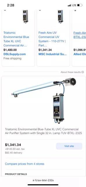 Fresh Aire Blue-Tube XL Commercial UV Air Purifier 32" Single Lamp TUV-BTXL-232S
