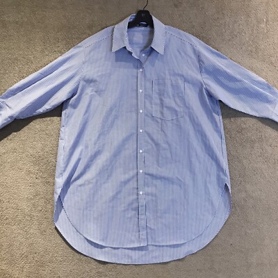 Zara 3/4 Sleeve Shirt Dress Women Size Medium Blue White