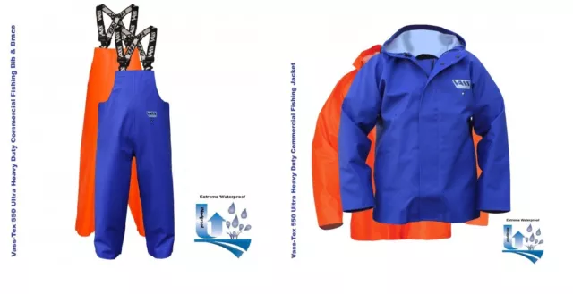 Vass Extreme Fishing Waterproo / oil skin bib &brace with Jacket or Smock