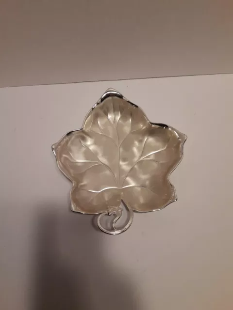 WMF IKORA Germany EP BRASS Brushed Silverplate Footed Grape Leaf Dish Vintage