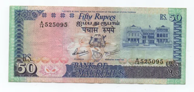 Mauritius 50 Rupees 1986 Pick 37B Look Scans