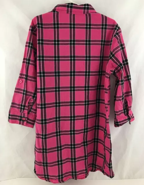 Faded Glory Girls Button Down 3/4 Sleeve Plaid Shirt Size 10-12 2