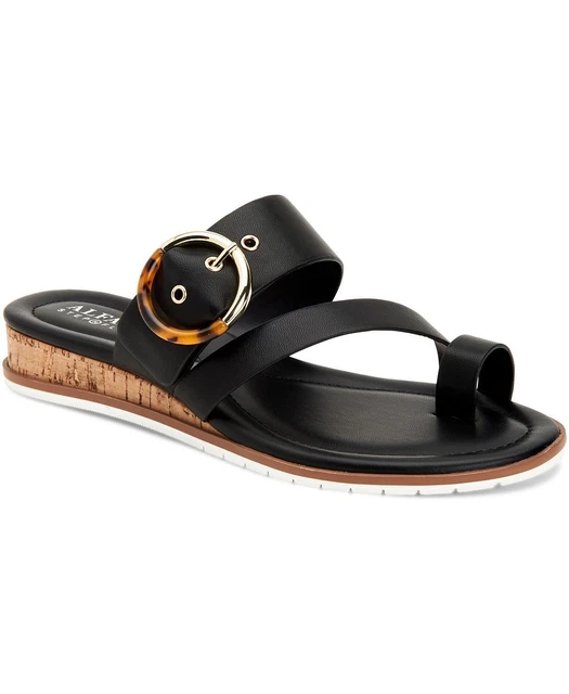 Alfani Womens Step N Flex Maudd Toe-Loop Demi-Wedge Sandals