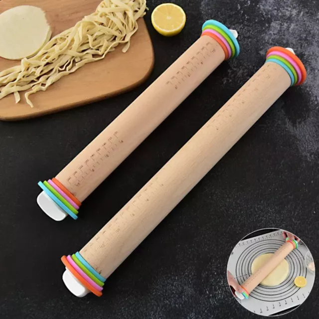 36/43cm Adjustable Rolling Pin With Removable Rings with Scale Dough Rolling'