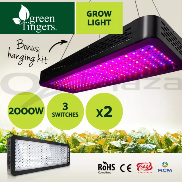 Greenfingers LED Grow Light Kit 2PC 2000W Full Spectrum Indoor Plants Veg Flower