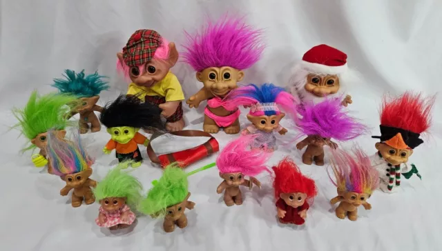 Vintage Dam Russ Treasure & Other Trolls Doll Lot Holiday Troll Dolls