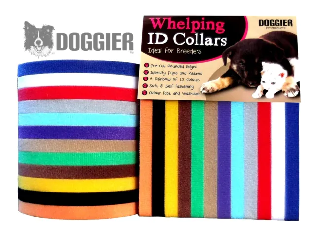 Doggier Whelping ID Collars Bands Kitten Puppy Dog Soft Adjustable Reusable
